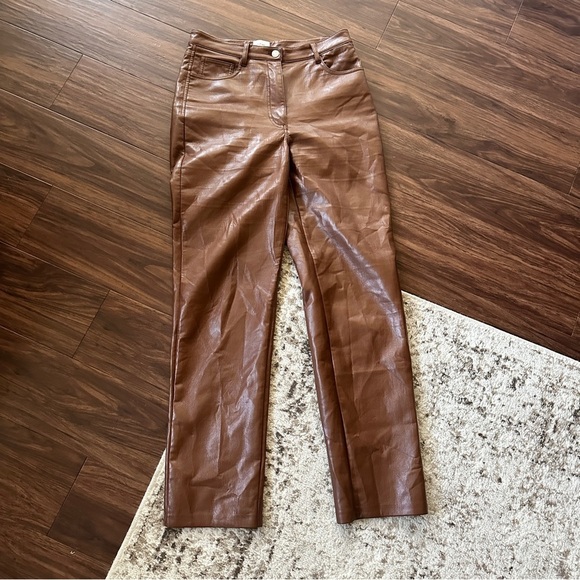 Wilfred Melina Brown Faux Leather Straight Leg Pants Size 6 - Picture 5 of 9